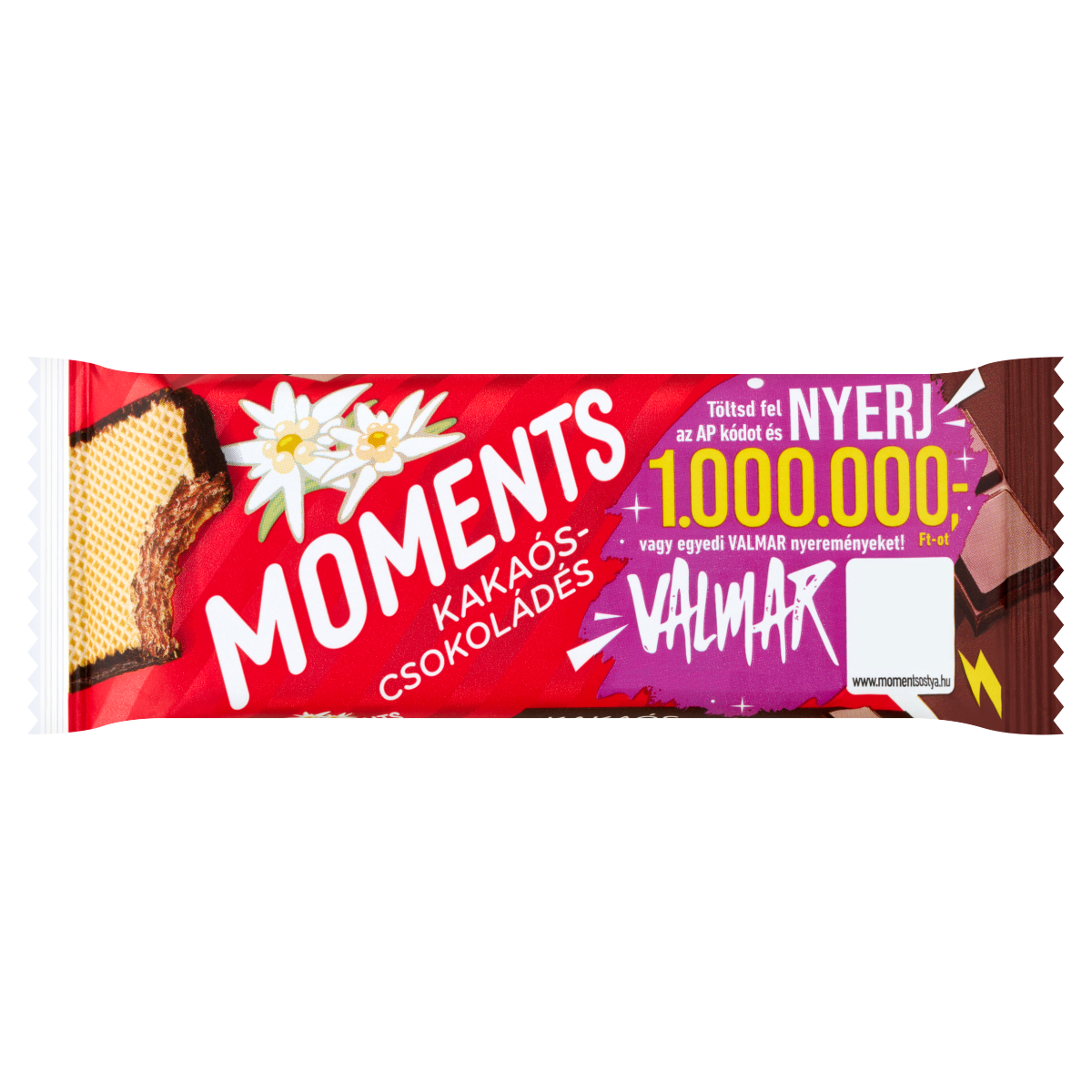 Moments kakaós bevonómasszába mártott, csokoládés-kakaós krémmel töltött ostyaszelet 45 g