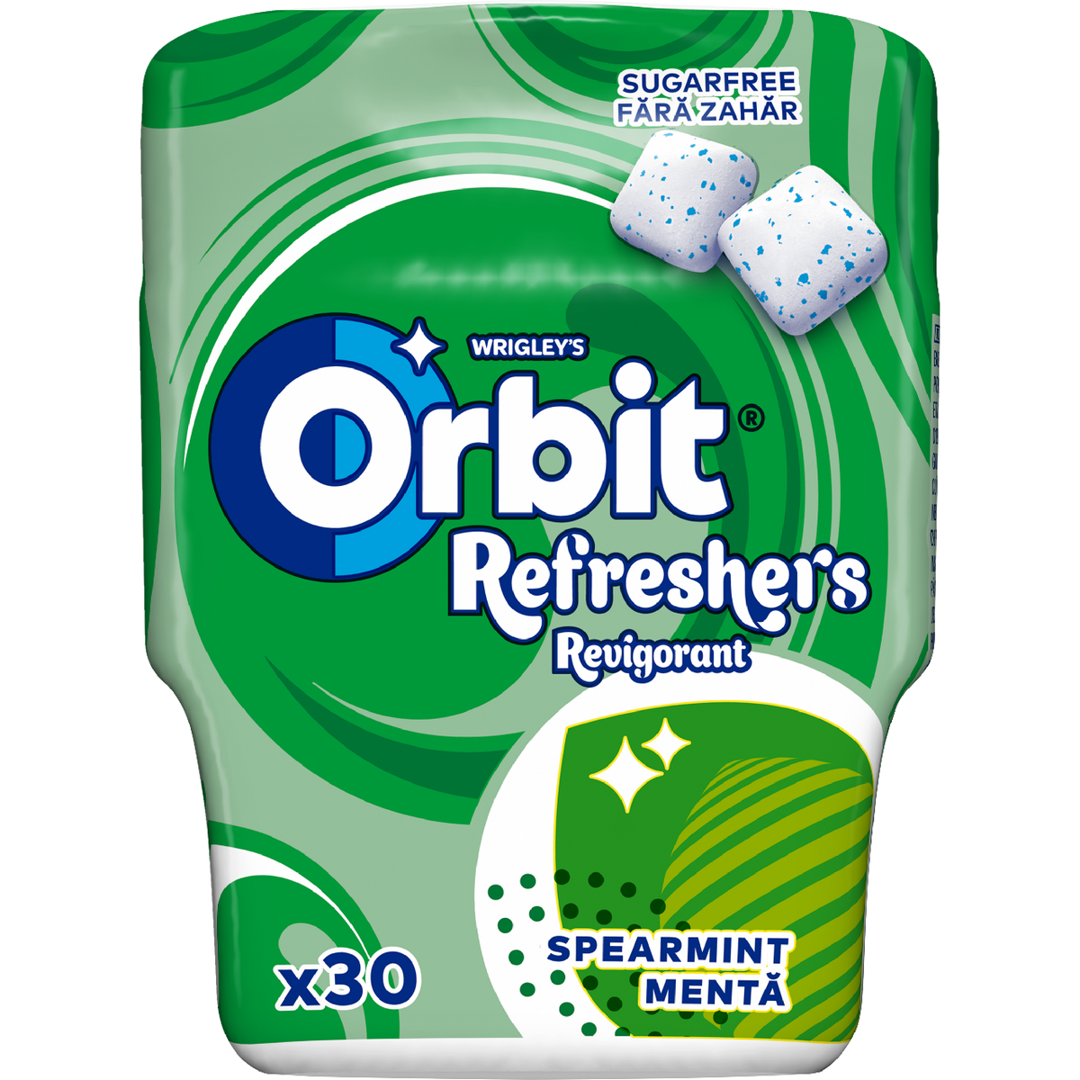 Orbit Refreshers Spearmint menta- és mentolízű cukormentes rágógumi édesítőszerrel 67 g