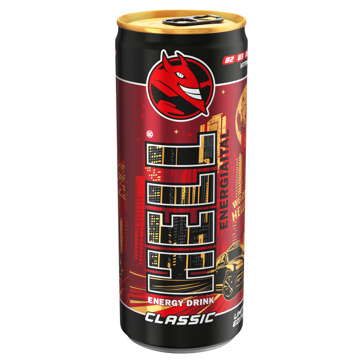 HELL Classic tuttifruttiízű, koffeintartalmú, szénsavas, alkoholmentes ital 250 ml