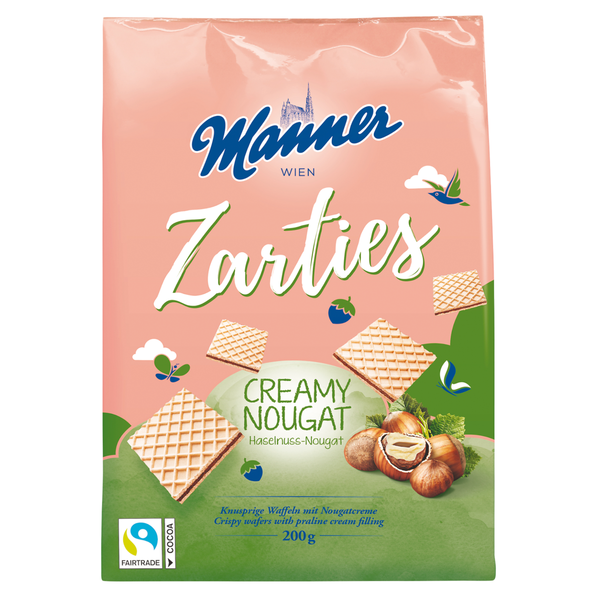 Manner Zarties mogyorós nugátkrémmel töltött ropogós ostyaszeletek 200 g