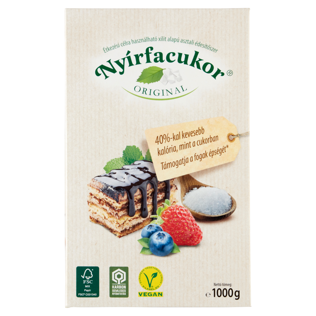 Nyírfacukor Original étkezési célra használható xilit alapú édesítőszer 1 kg