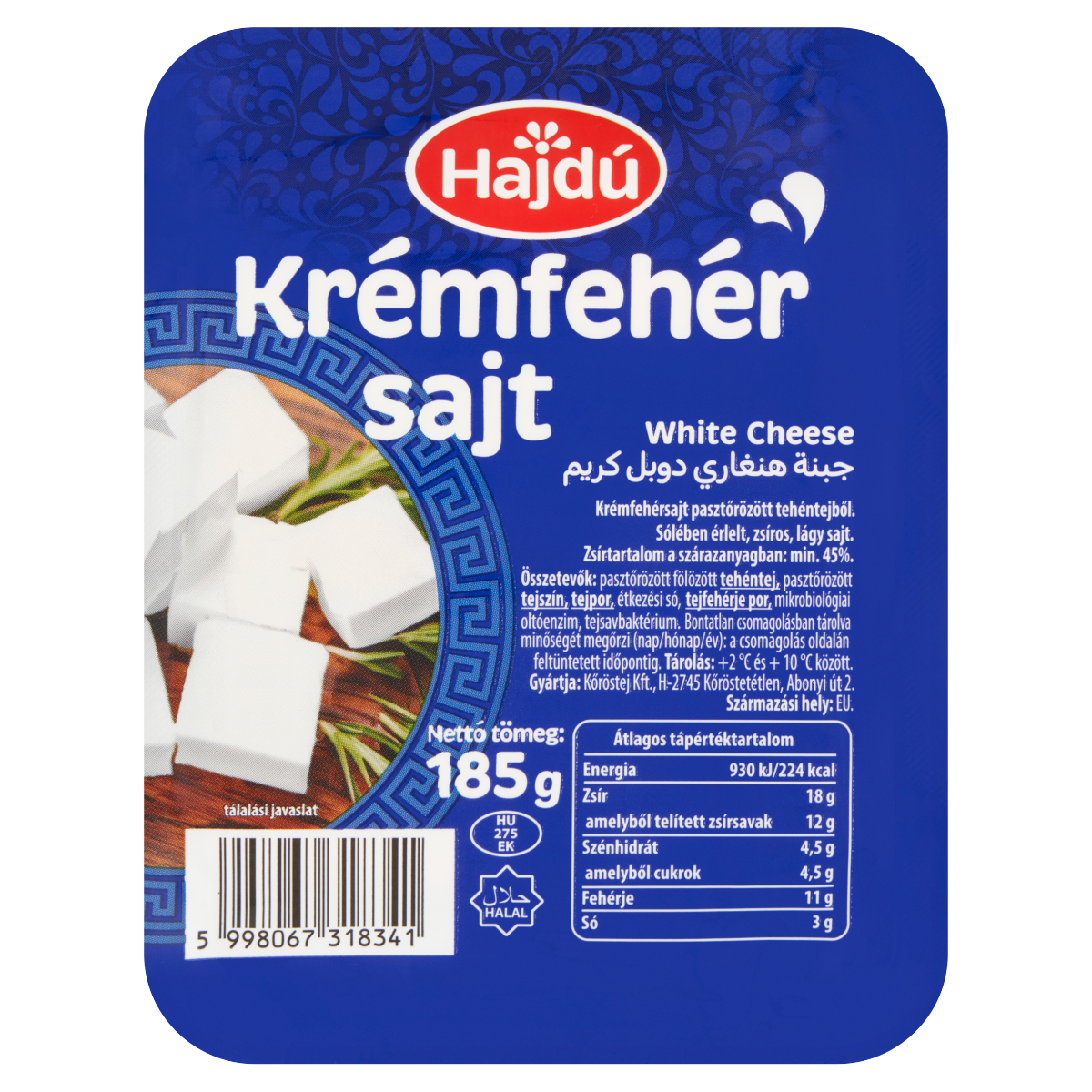 Hajdú krémfehér sajt 185 g
