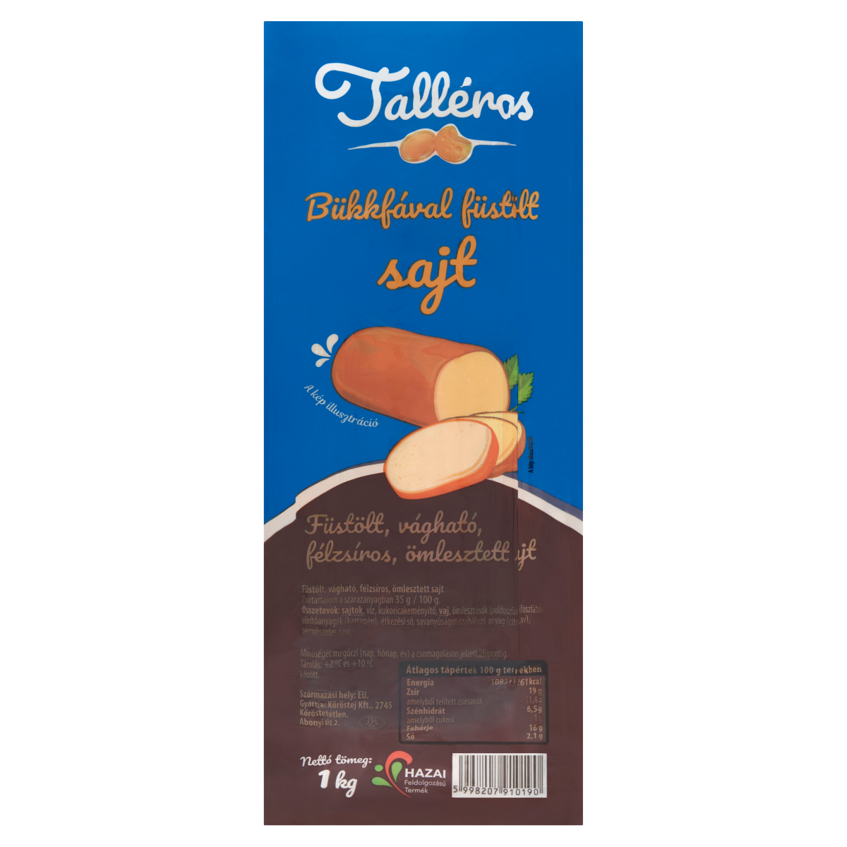 Talléros Bükkfával Füstölt, Vágható, Zsíros, Ömlesztett Sajt 1 kg