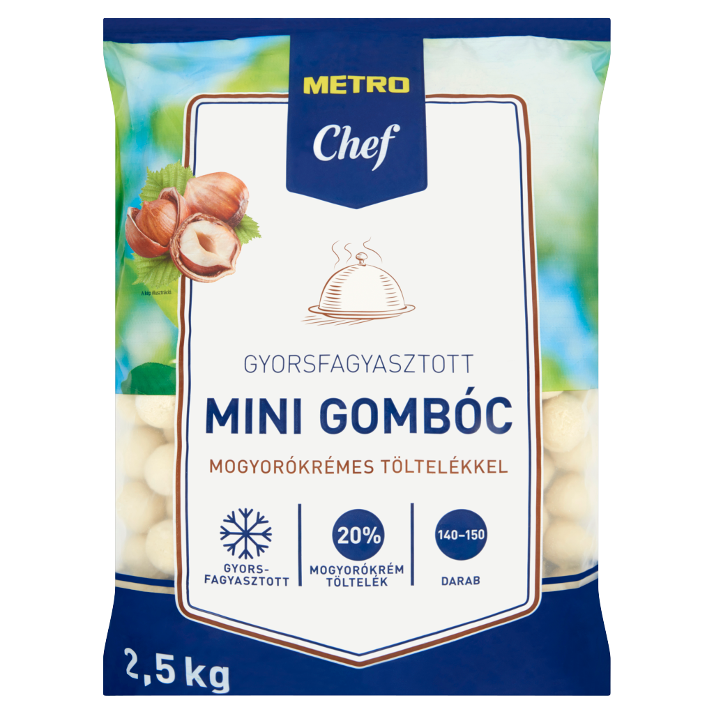 METRO Chef Gyorsfagyasztott Mini Gombóc Mogyorókrémes Töltelékkel 2,5 kg