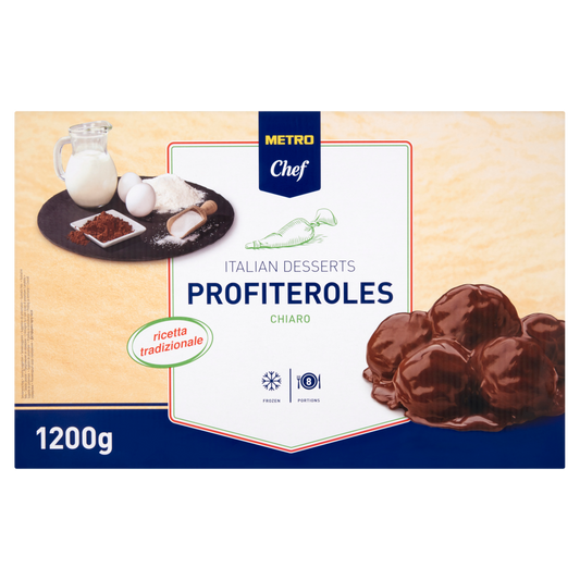 METRO Chef Gyorsfagyasztott Profiterol, Tejes Krémmel Töltött, Kakaós Krémmel Leöntve 1,2 kg