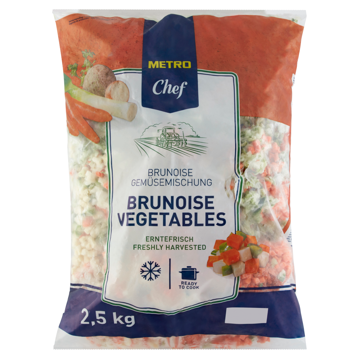 METRO Chef Gyorsfagyasztott Kockázott Brunoise Zöldségkeverék 2,5 kg