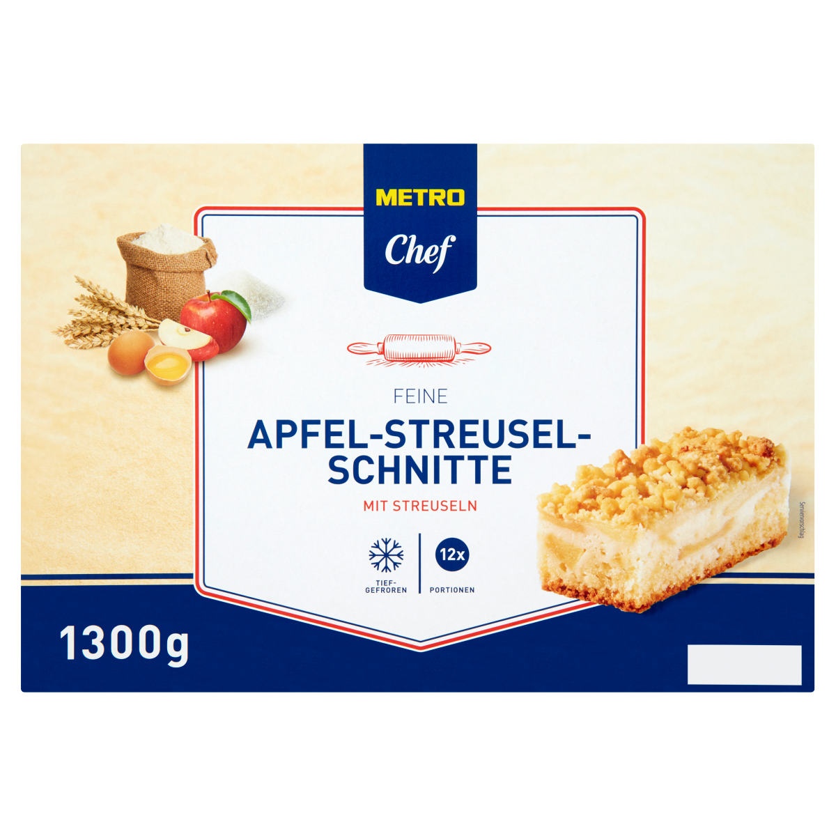METRO Chef Gyorsfagyasztott Sütemény Almával és Morzsa Réteggel 1,3 kg