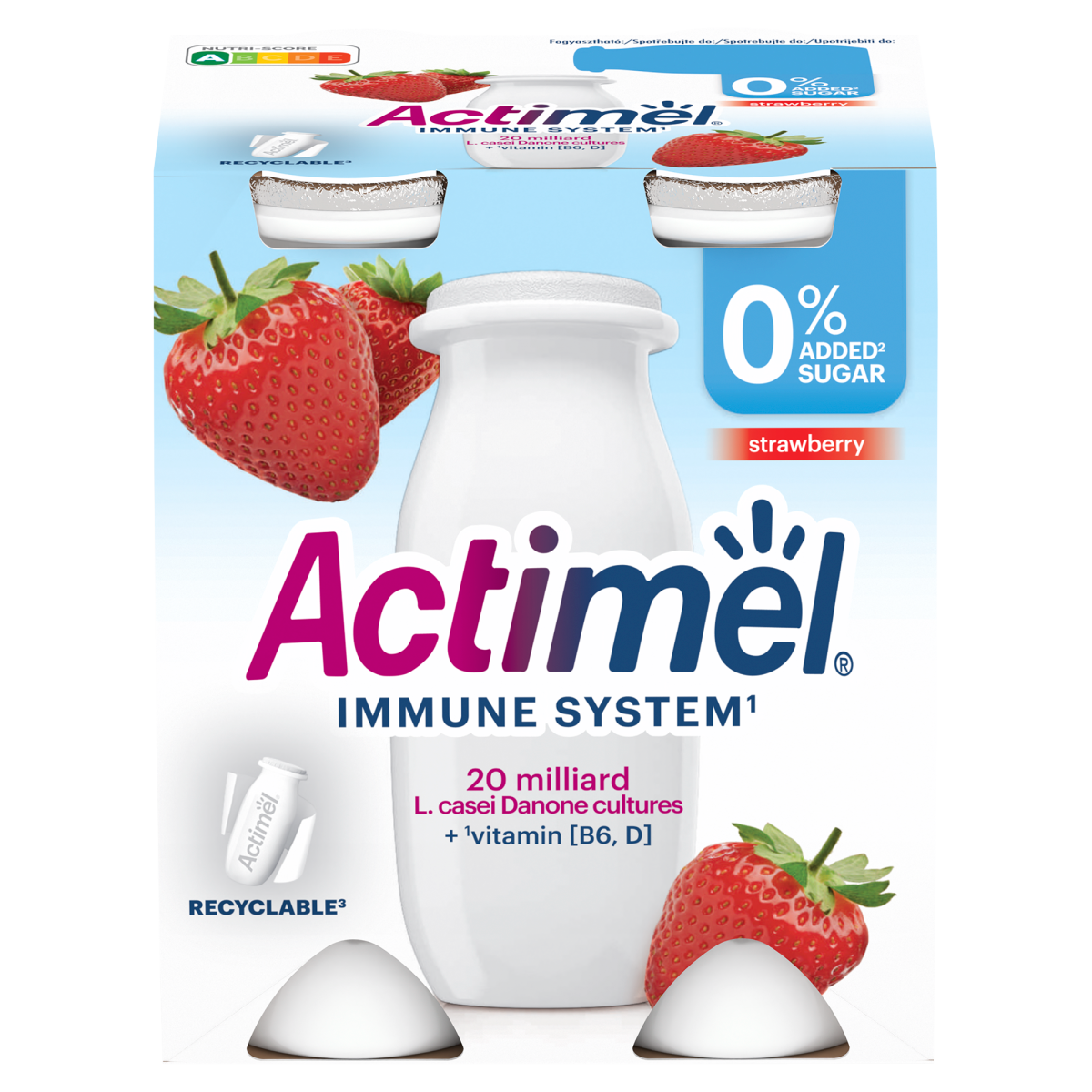 DANONE Actimel eperízű sovány joghurtalapú ital édesítőszerekkel 4 x 100 g (400 g)
