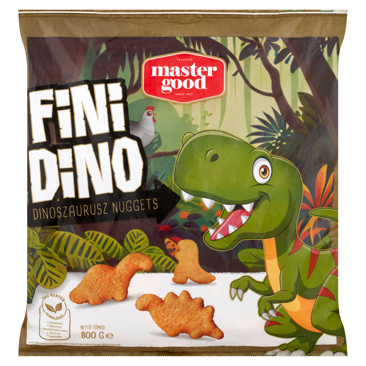 master good Fini Dino Dinoszaurusz Nuggets gyorsfagyasztott panírozott csirke mellhús 800 g
