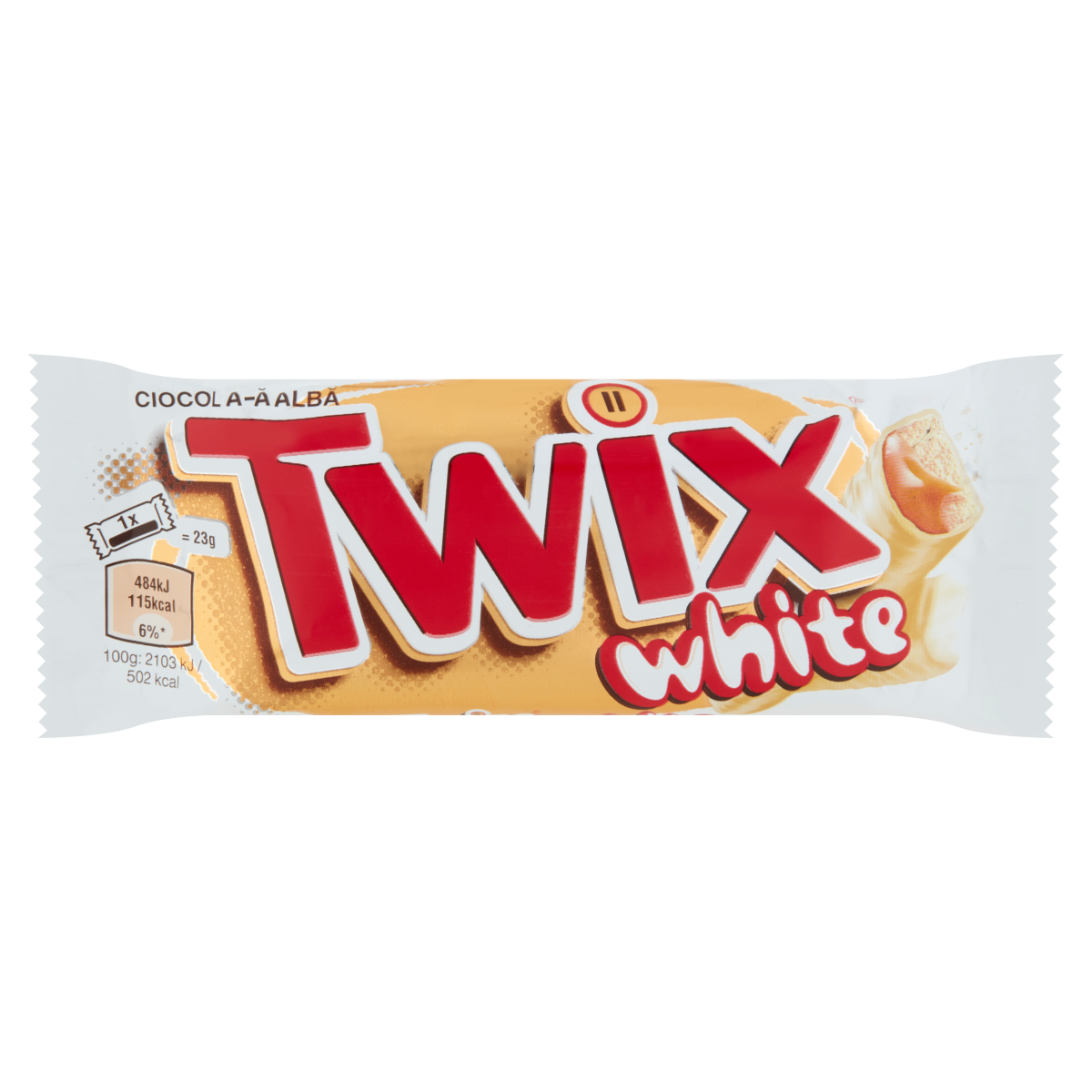 Twix White kekszes szeletek karamellával fehér csokoládéba mártva 2 x 23 g (46 g)
