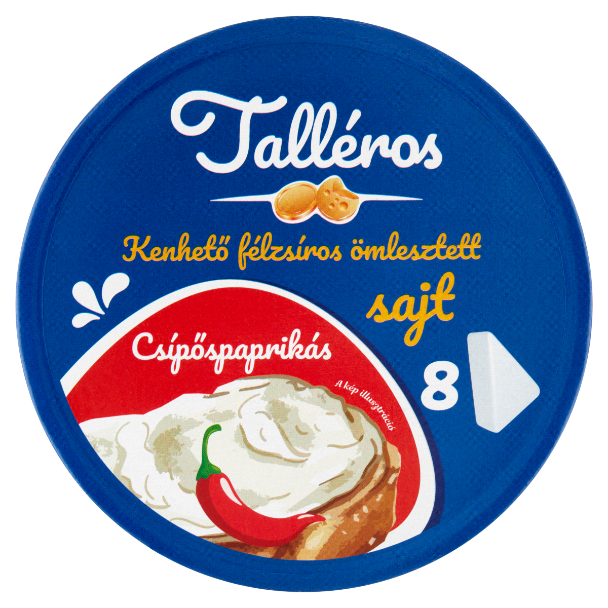 Talléros csípős paprikás kenhető, zsíros, ömlesztett sajt 8 db 140 g