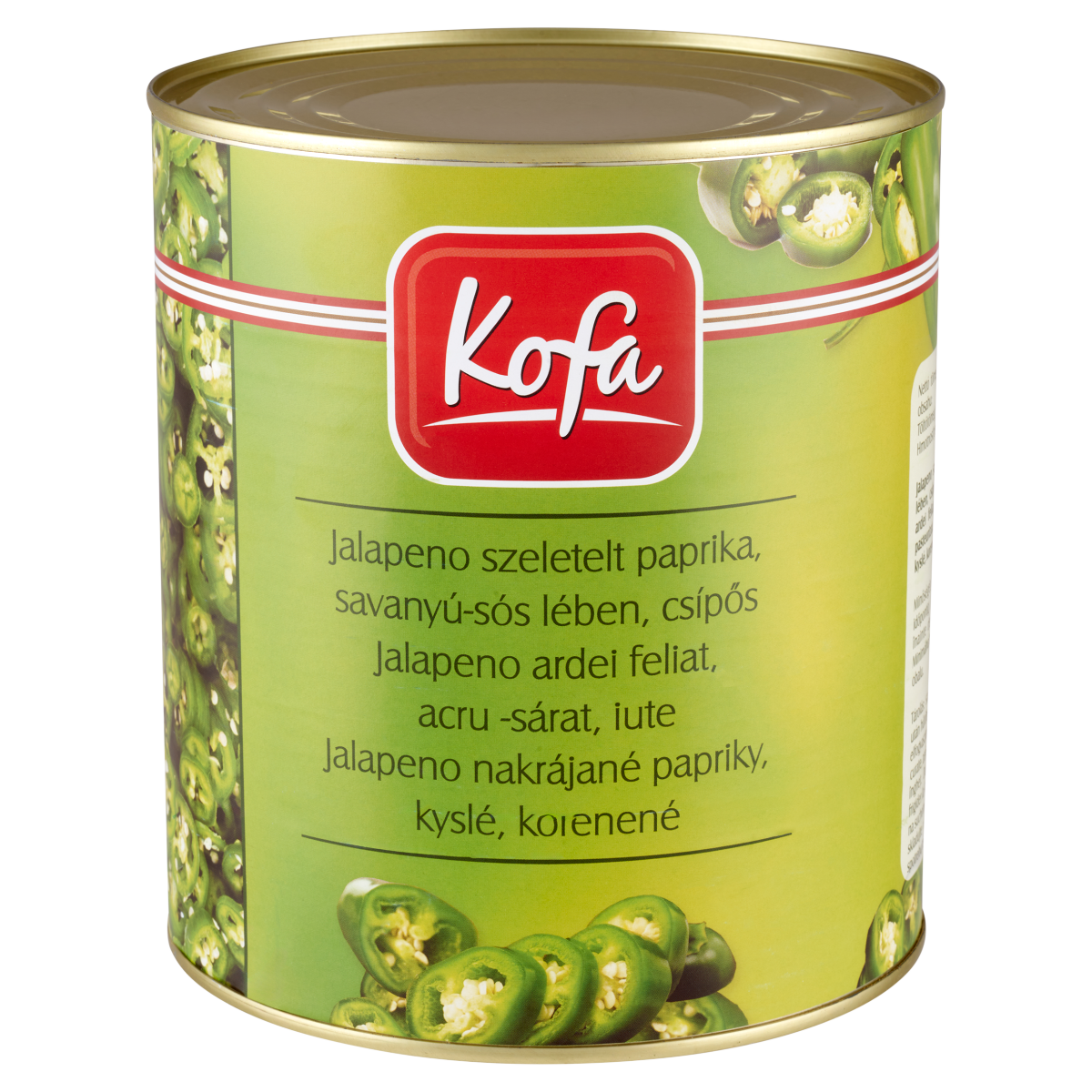 Kofa Premium Csípős,Szeletelt Jalapeno Paprika Savanyú-sós Lében 2,9 kg