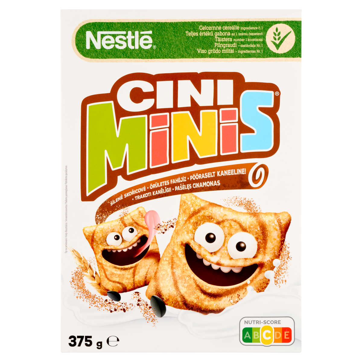 CINI MiNiS Nestlé Cini Minis ropogós fahéjas gabonapehely teljes kiőrlésű búzával, vitaminokkal és vassal 375 g