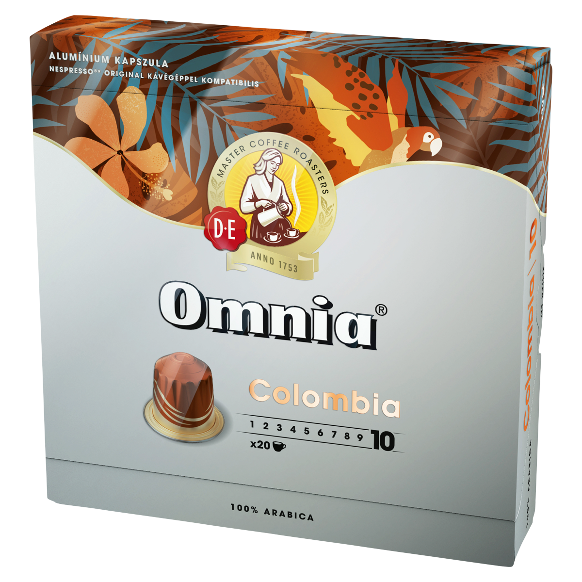 Douwe Egberts Omnia Colombia őrölt-pörkölt kávé kapszulában 20 db 104 g