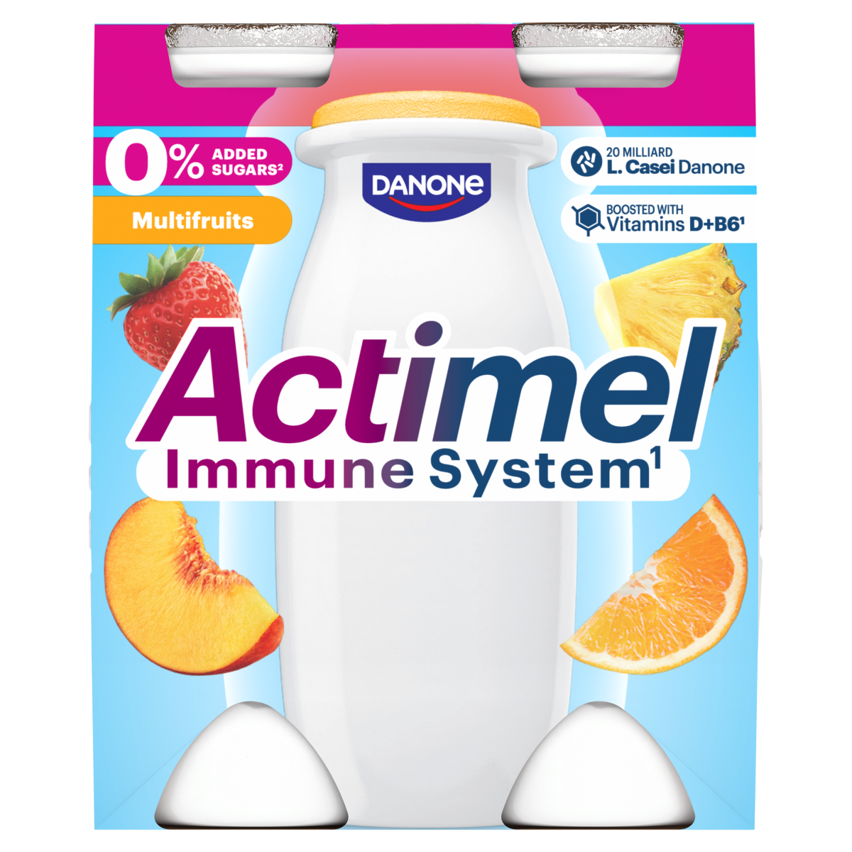 DANONE Actimel vegyes gyümölcsízű sovány joghurtalapú ital B6- és D-vitaminnal 4 x 100 g (400 g)