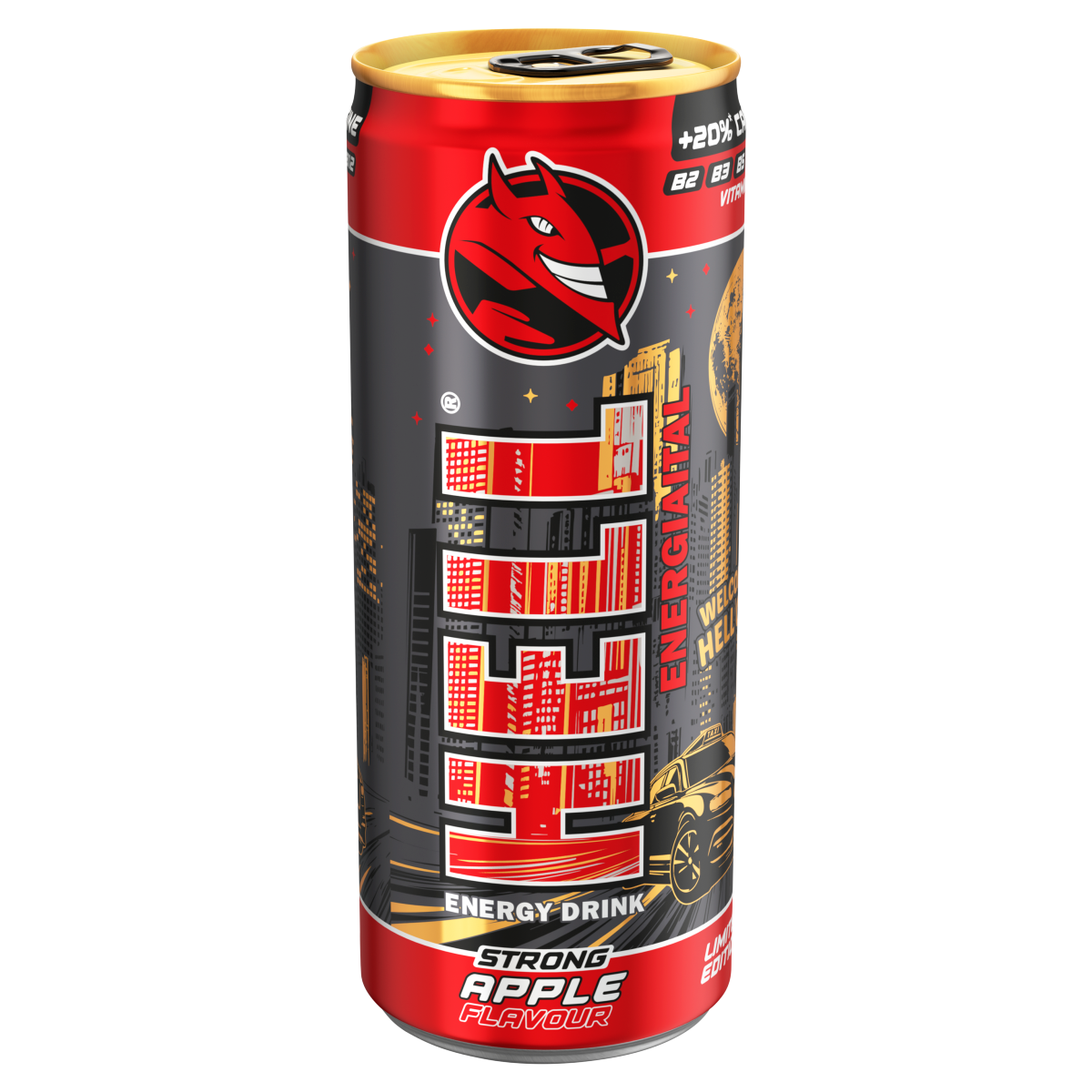 HELL Strong alma- és tuttifruttiízű, koffeintartalmú, szénsavas ital 250 ml