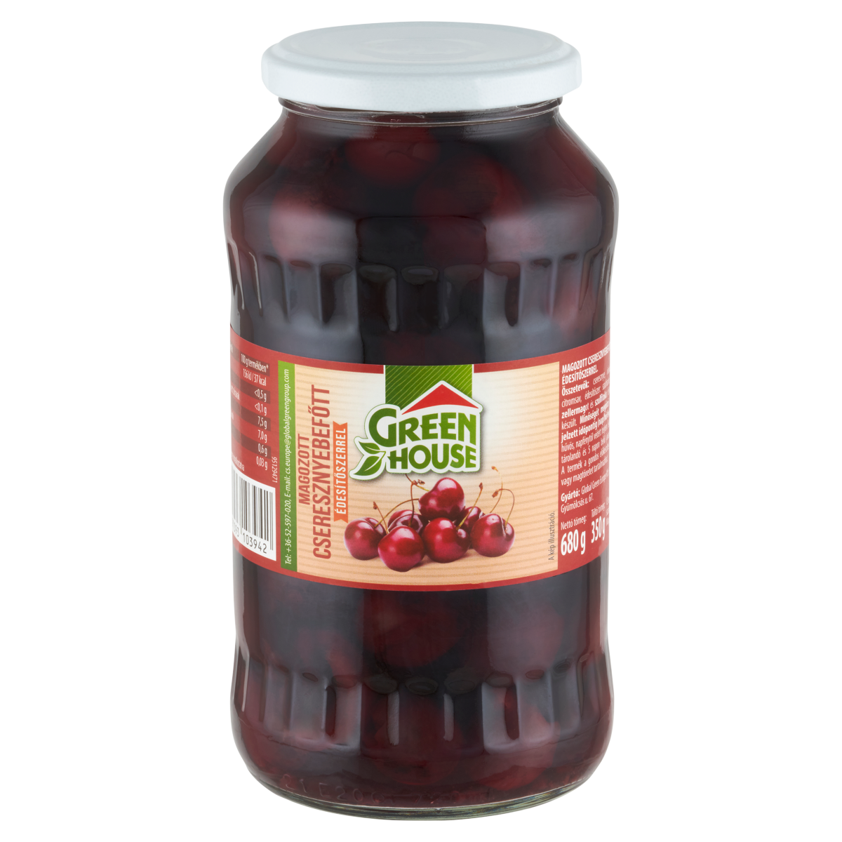 Green House Magozott Cseresznyebefőtt Édesítőszerrel 680 g