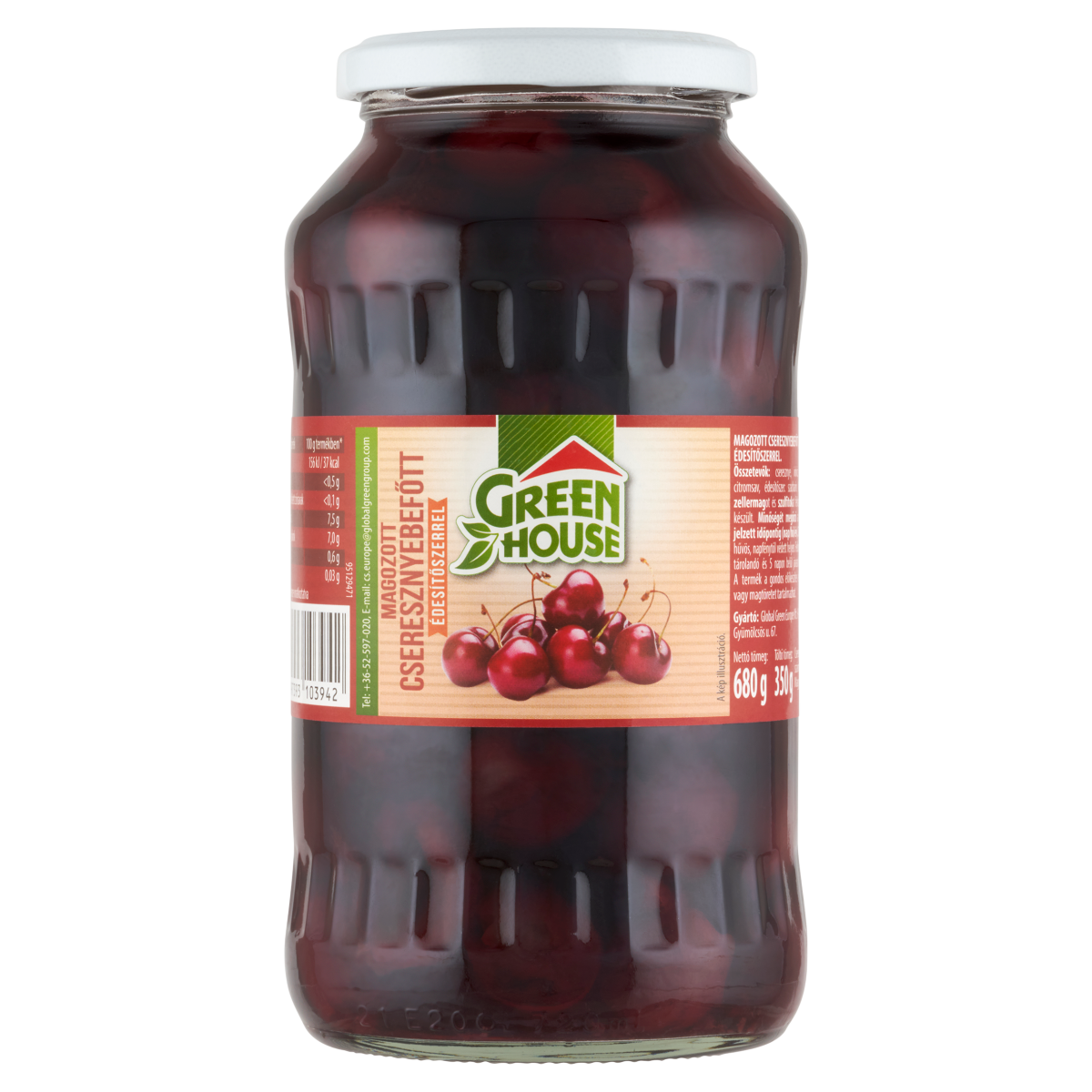 Green House Magozott Cseresznyebefőtt Édesítőszerrel 680 g