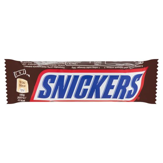 SNICKERS karamellás földimogyorós krémes szelet földimogyoró darabokkal tejcsokoládéba mártva 50 g
