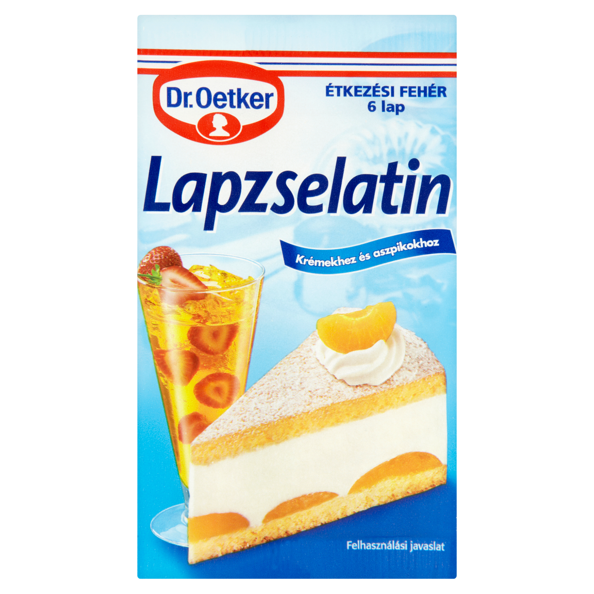 Dr. Oetker Lapzselatin fehér 6 lap 10 g