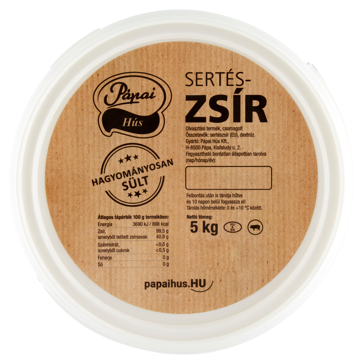 Pápai Hús sertészsír 5 kg