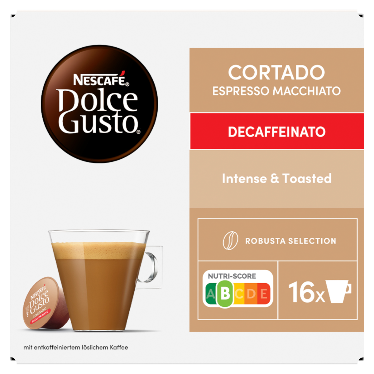 Dolce Gusto NESCAFÉ Cortado Espresso Macchiato koffeinmentes kávékapszula 16 db/16 csésze 99,2 g