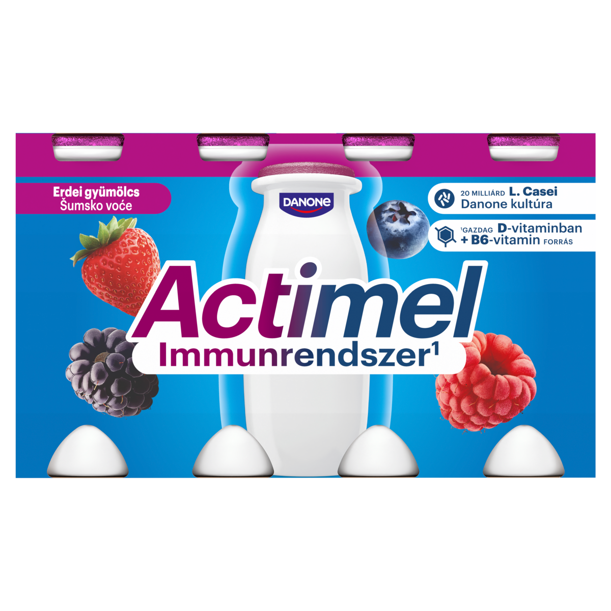 DANONE Actimel zsírszegény, élőflórás, erdei gyümölcsízű joghurtalapú ital 8 x 100 g (800 g)