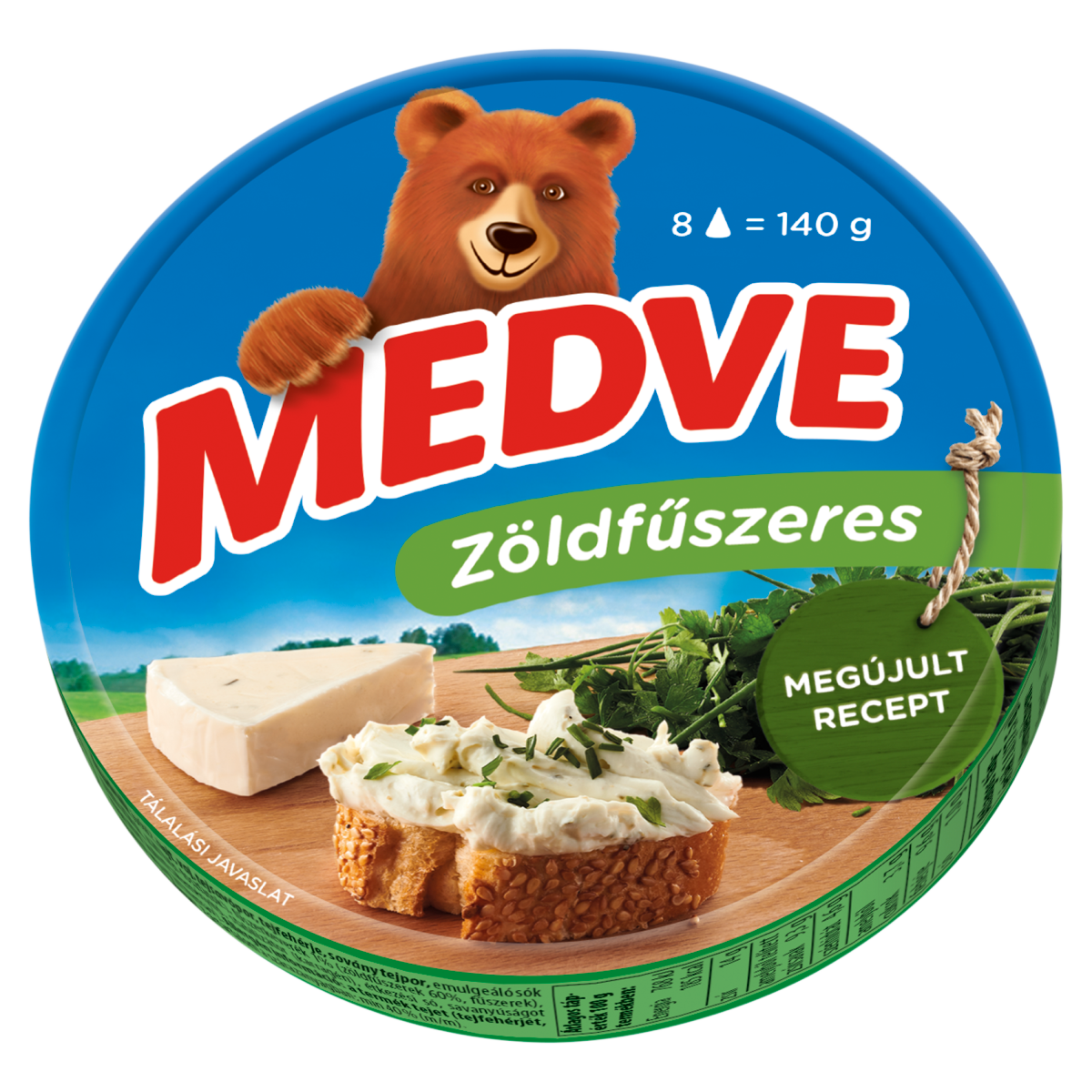 MEDVE zöldfűszeres kenhető, félzsíros ömlesztett sajt 8 x 17,5 g (140 g)