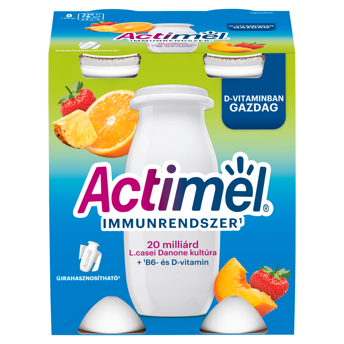 DANONE Actimel vegyes gyümölcsízű zsírszegény joghurtalapú ital 4 x 100 g (400 g)