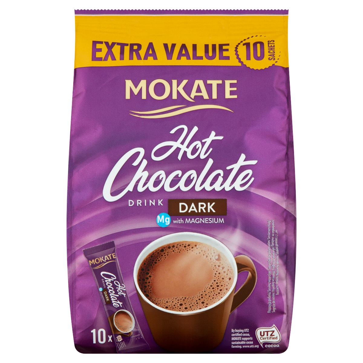 MOKATE instant forró csokoládé italpor magnéziummal 10 x 18 g (180 g)