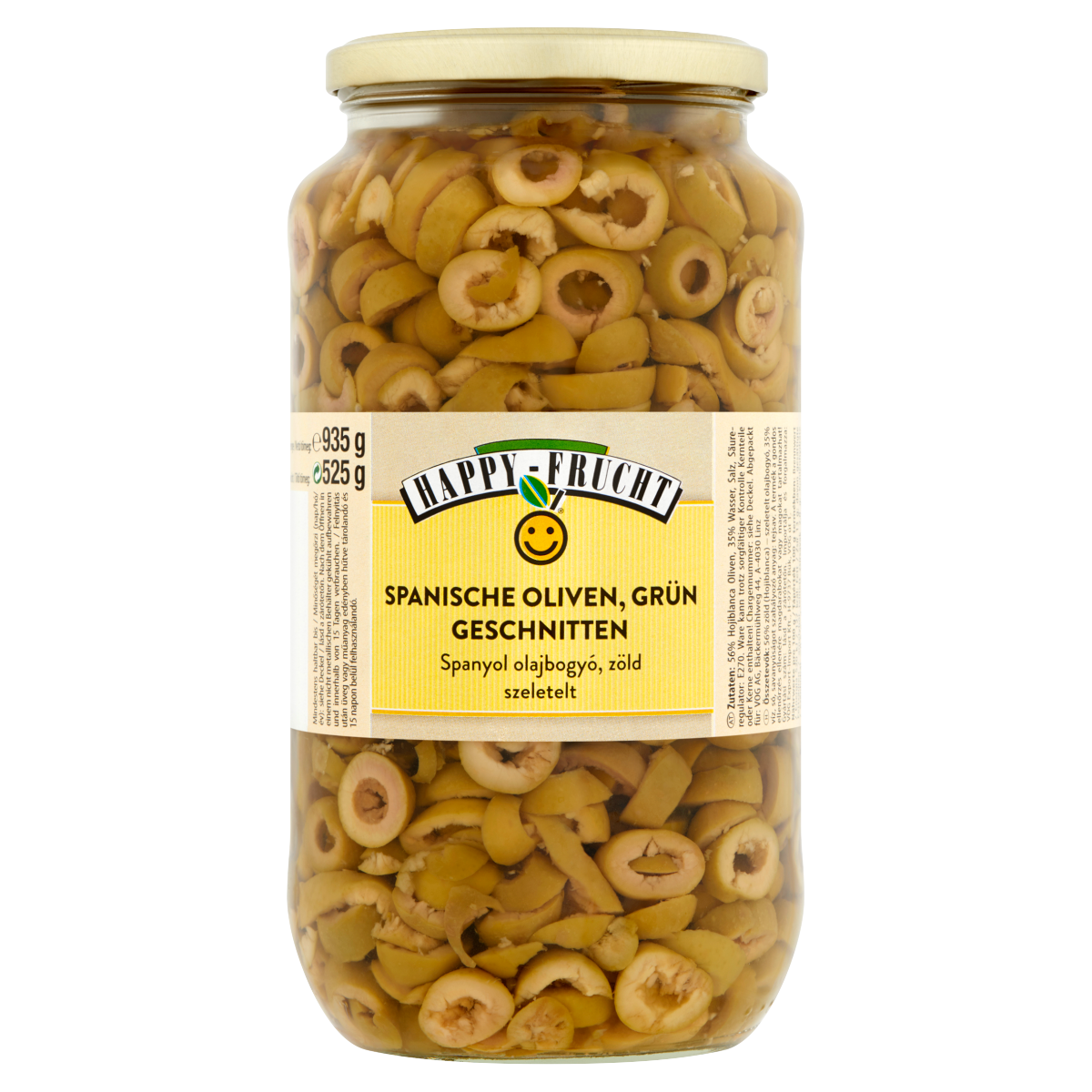 Happy Frucht szeletelt zöld spanyol olajbogyó 935 g