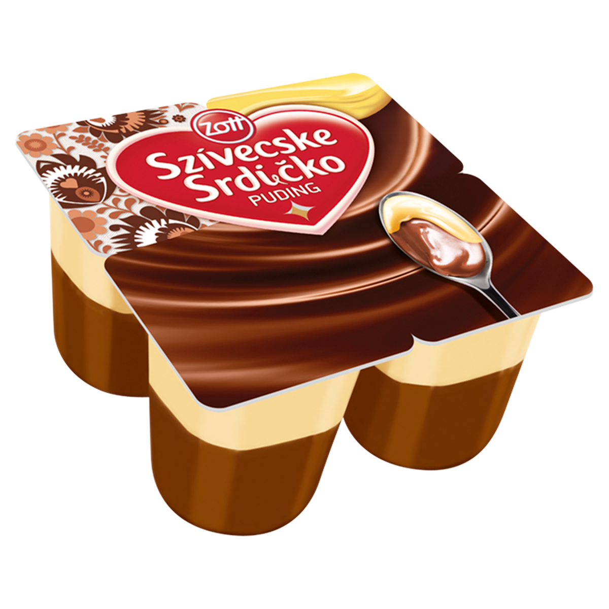 ZOTT Szívecske kakaós puding vaníliaízű öntettel 4 x 125 g