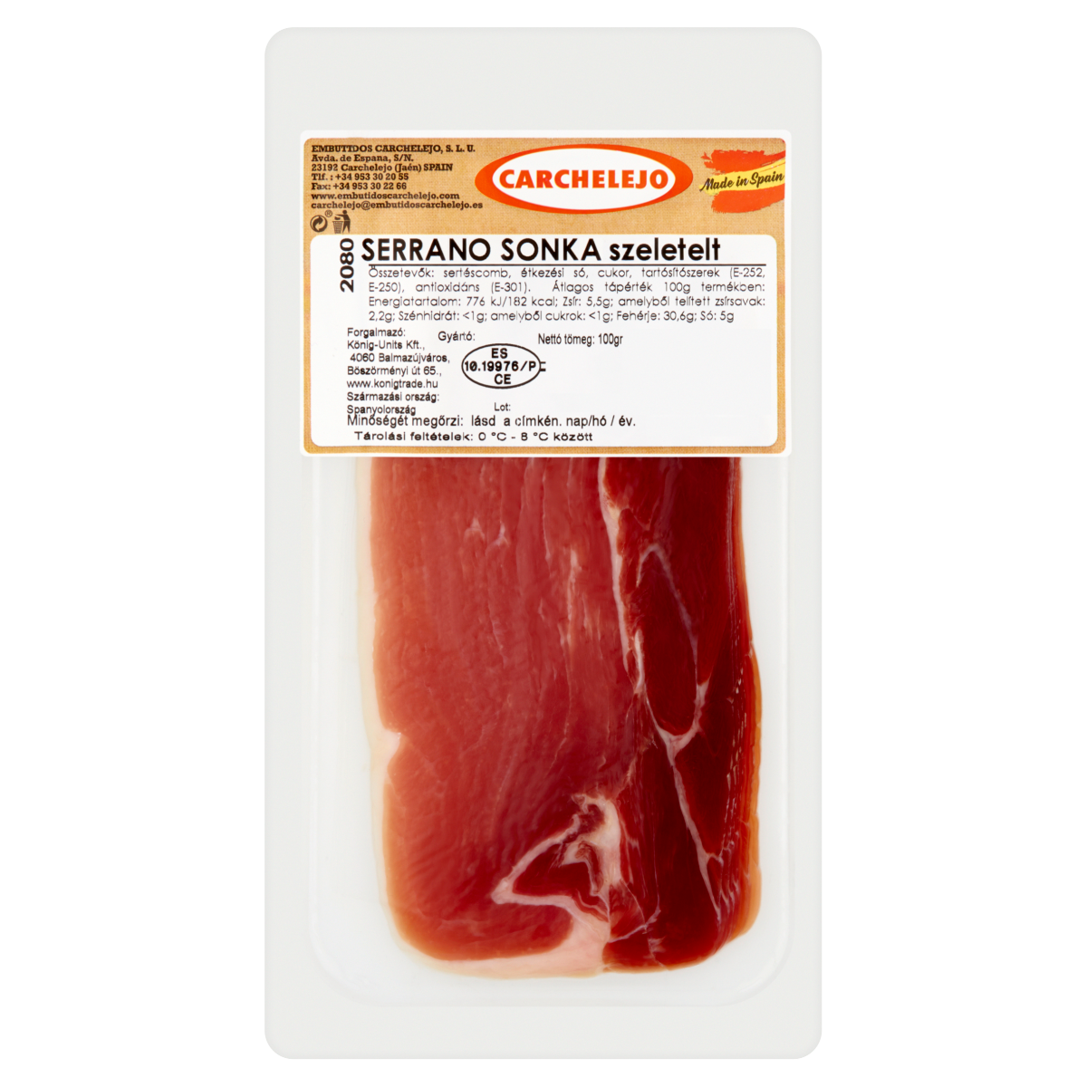 König Carchelejo szeletelt Serrano sonka 100 g